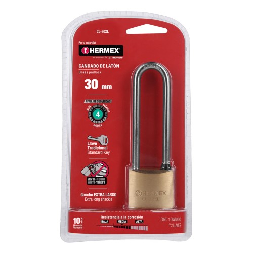 Candado Hermex 43440 Largo Latón 30mm