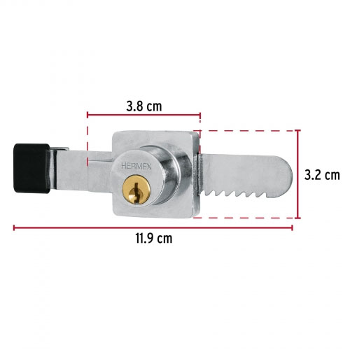 Cerradura Corrediza Hermex 43535 para Vitrinas