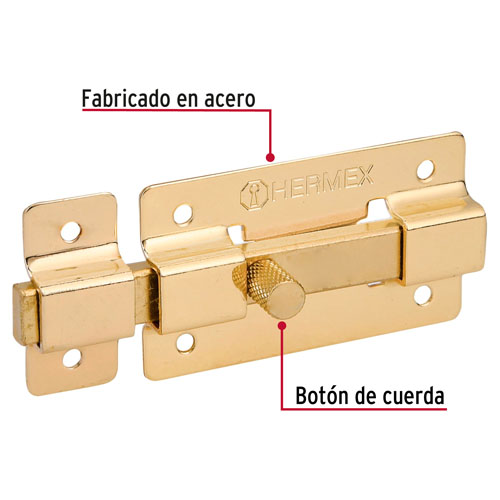 Cerrojo Pasador Hermex 43725 3'' Latón