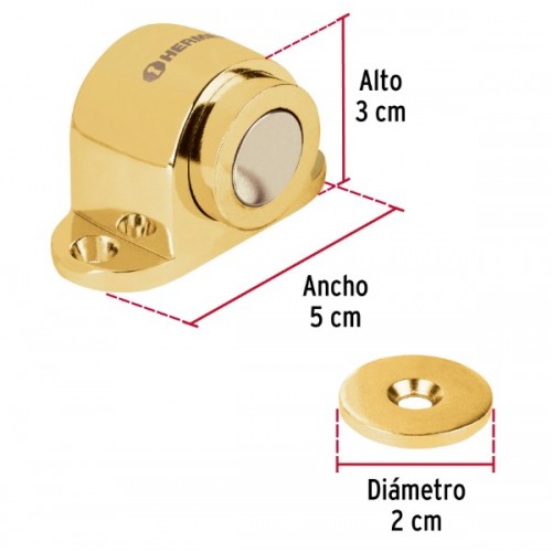 Tope para Puerta Hermex 43781 Magnético Latón