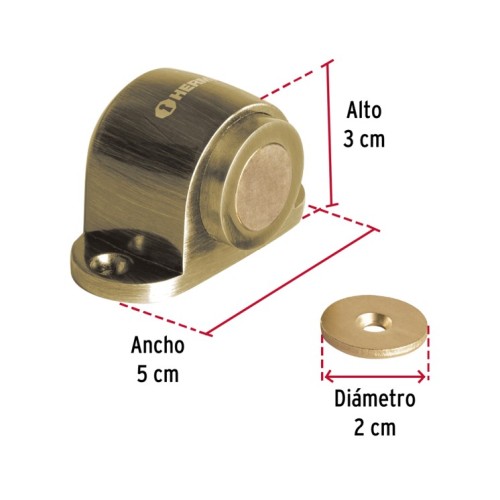 Tope para Puerta Hermex 48388 Magnético Latón Antiguo