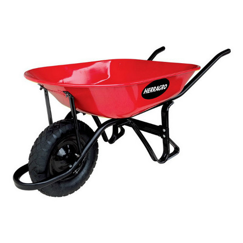 Carretilla Herragro 1500 Metal. 90L Rueda Neum. Rojo