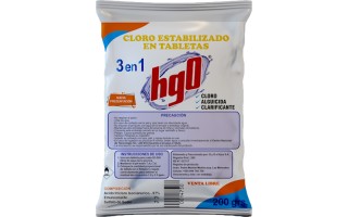 Cloro + Estabilizador + Clarificante HGO 3en1 Tableta 200g Cloro + Estabilizador + Clarificante HGO 3en1 Tableta 200g