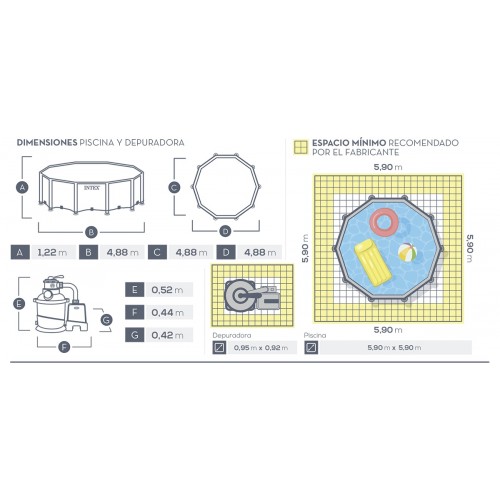 Piscina Intex 26326 Estructura 19156 Lts + Filtro Arena