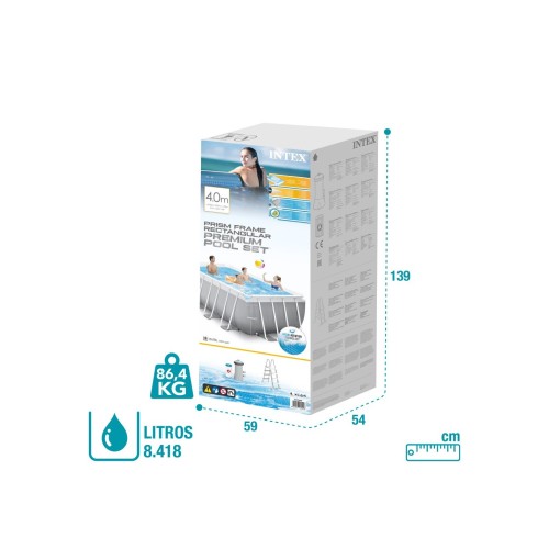 Piscina Intex 26790 Estructura Rectangular 8418L +Filtro