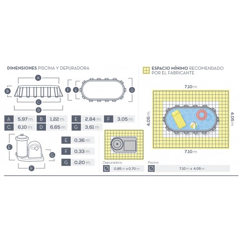 Piscina Intex 26798 Estructura Oval 18202L + Filtro