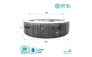 Bañera de Hidromasajes Intex Greywood Deluxe 40°C 6p Bañera de Hidromasajes Intex Greywood Deluxe 40°C 6p