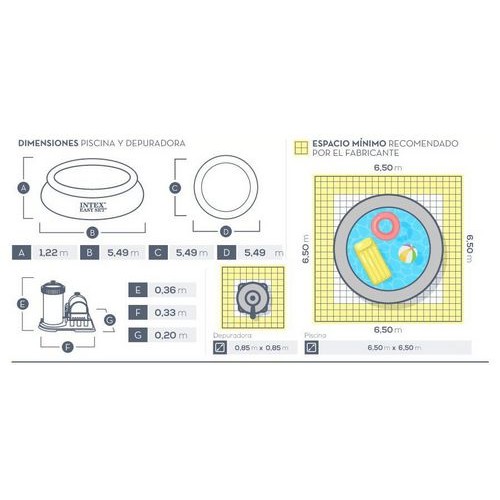 Piscina Intex 18FT 5.49m x 1.22m Easy Set + Filtro