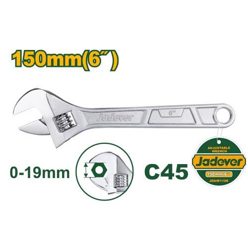 Llave Ajustable Jadever JDAW1106 6'' 15cm 0-19mm