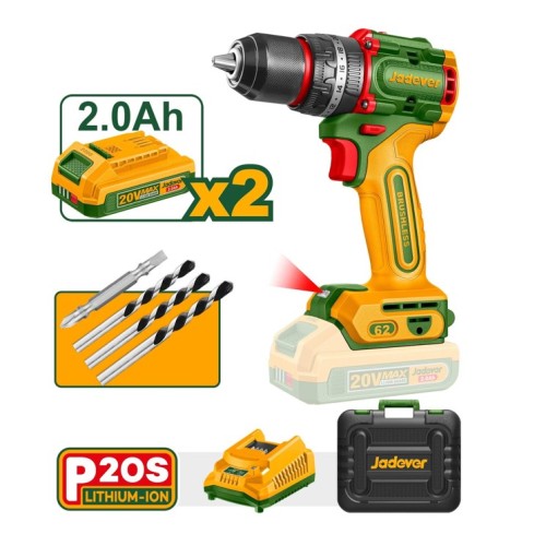 Taladro Percutor a Batería Jadever JDCD 13mm 20V 62Nm Taladro Percutor a Batería Jadever JDCD 13mm 20V 62Nm