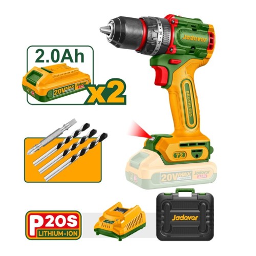 Taladro Percutor a Batería Jadever JDCD 13mm 20V 72Nm