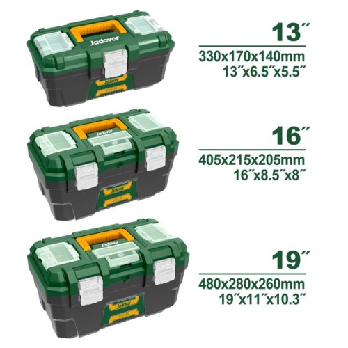 Cajas de Herramientas Jadever 13"-16"-19" Plástico 3pzs