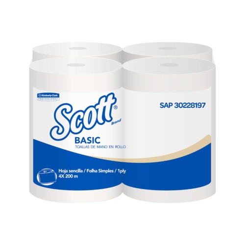 Toalla de Papel Scott Airflex Basic 3022 Blanco 200m x4u