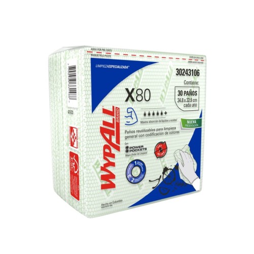 Paño Industrial Kimberly Clark WypAll X80 Verde 30hjs