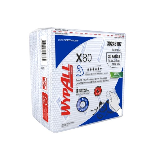 Paño Industrial Kimberly Clark WypAll X80 Azul 30hjs