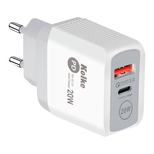 Cargador Kolke KCR-2576 USB C 20W Carga Rápida