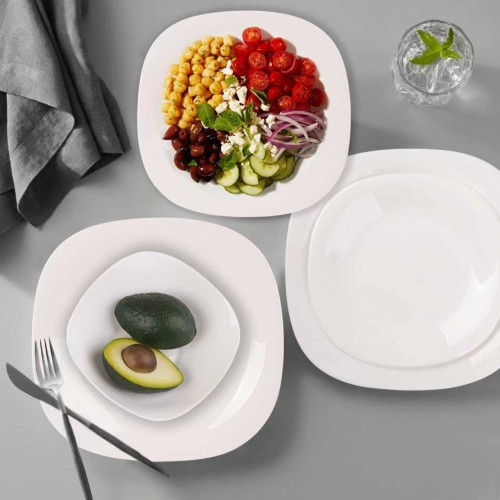 Platos y Bowl Kups NFP Cuadrado 18pzs Blanco