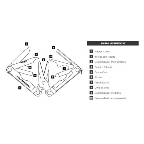 Multi-Herramienta Leatherman Micra 64380181N 10 Func. Plateado