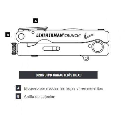 Multi-Herramienta Leatherman Crunch 68010181N 15 Func. Plateado