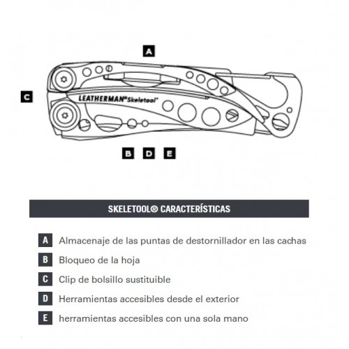 Multi-Herramienta Leatherman Skeletool 830964 7 Func. Plateado