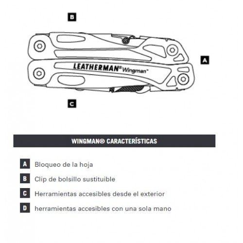 Multi-Herramienta Leatherman Wingman 831437 14 Func. Plateado