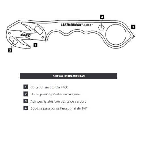 Multi-Herramienta Leatherman Z-rex 831648 4 Func. Negro