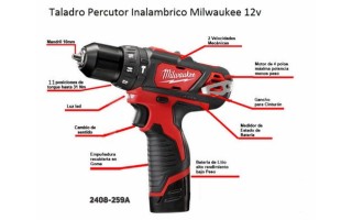 Taladro Atornillador a Bateria Milwaukee 2408 10mm 12V Taladro Atornillador a Bateria Milwaukee 2408 10mm 12V