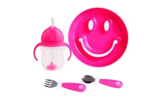 Cubiertos para Bebés Munchkin Be Happy 17909 Rosa 4pzs Cubiertos para Bebés Munchkin Be Happy 17909 Rosa 4pzs