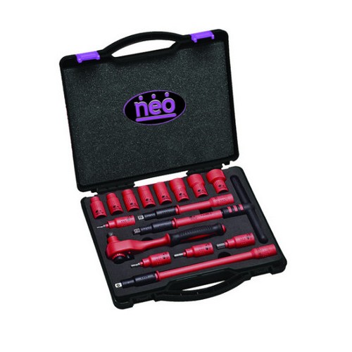 Llaves Tubo Hex. Aisladas Neo VDE 1000V enc.3/8"  [mm] 16pzs 8-22mm