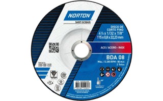 Disco de Corte Metal Norton BDA08 115mm x 0,8mm Disco de Corte Metal Norton BDA08 115mm x 0,8mm