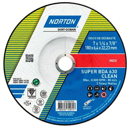 Disco de Desbaste Norton BDA630 Clean 180mm x 6,4mm