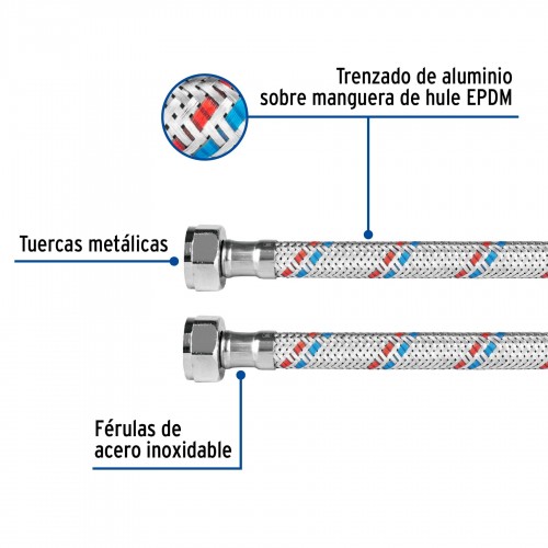 Manguera Flexible para Lavabo Foset 26021 1/2"x1/2" 55cm