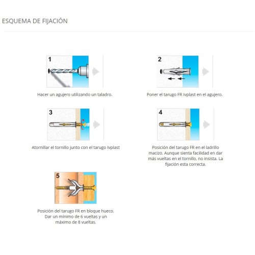 Tarugos para Ladrillo Hueco IV Plast 6mm 500u Tarugos para Ladrillo Hueco IV Plast 6mm 500u