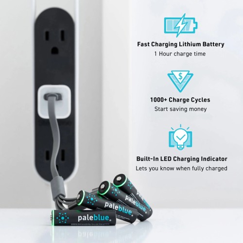 Pilas Recargables Pale Blue AAA USB-C x4u con Cable