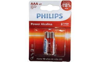Pilas Philips Power Alcalinas AAA LR03 x2u Pilas Philips Power Alcalinas AAA LR03 x2u