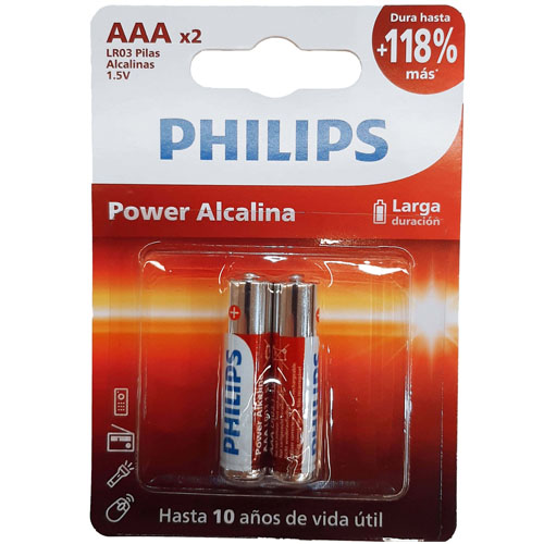 Pilas Philips Power Alcalinas AAA LR03 x2u