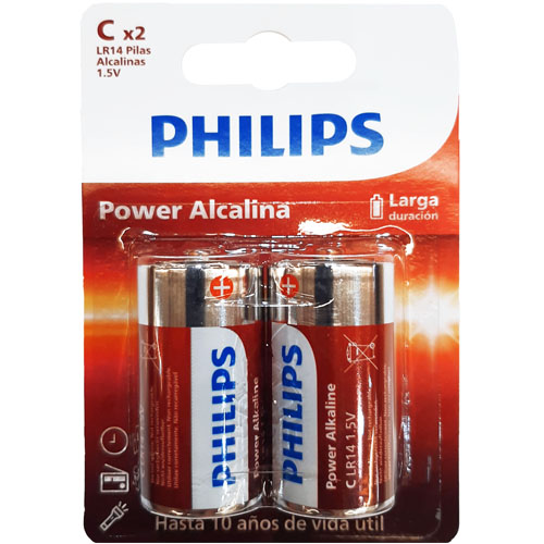 Pilas Philips Power Alcalinas C LR14 x2u