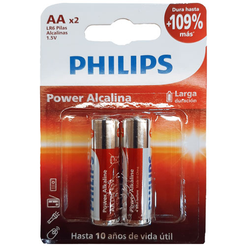 Pilas Philips Power Alcalinas AA LR6 x2u