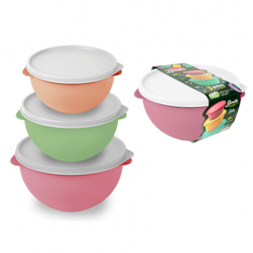 Bowls con Tapa Plasvale Plastico 3pzs