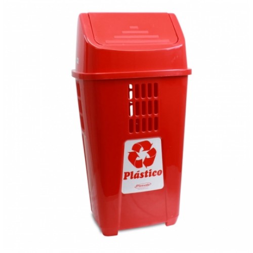 Basurero de Reciclaje Plasvale 757 50L Rojo Plasticos