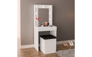 Tocador Politorno Lavinia 160225 147x63x46cm Blanco +Silla Tocador Politorno Lavinia 160225 147x63x46cm Blanco +Silla