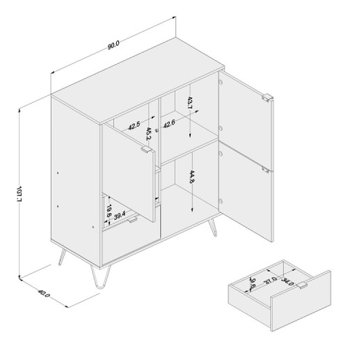 Aparador Politorno Cayman 170697 108x90x40cm Blanco