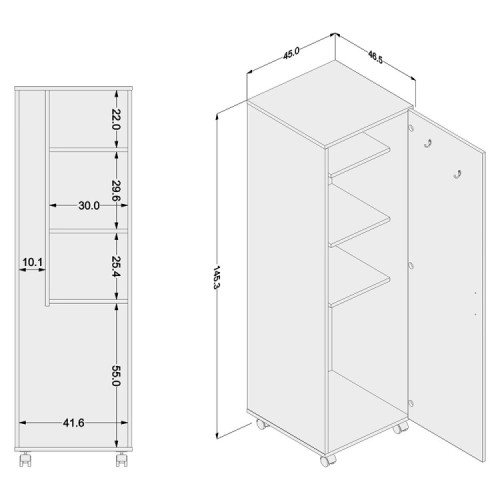 Armario Multiusos Politorno Turin 3097 145x45x46cm Blanco