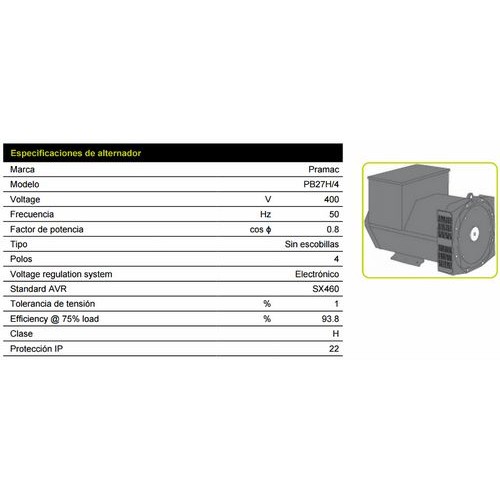 Generador de Corriente Pramac GSW220D 220kVA 176000W 380V Diesel Cerrado