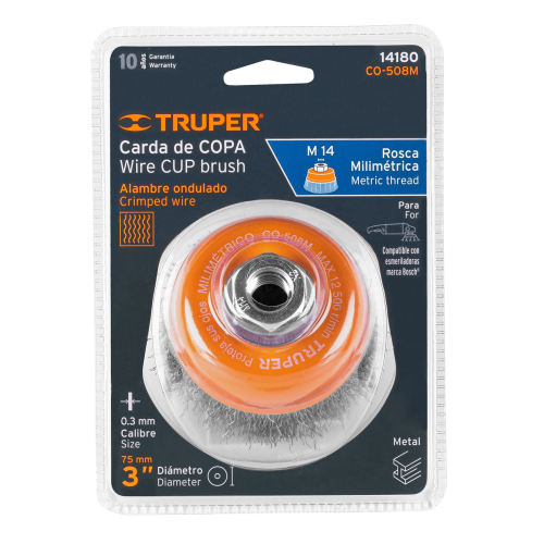 Cepillo de Acero Truper 14180 Copa Ondulado 75mm M14