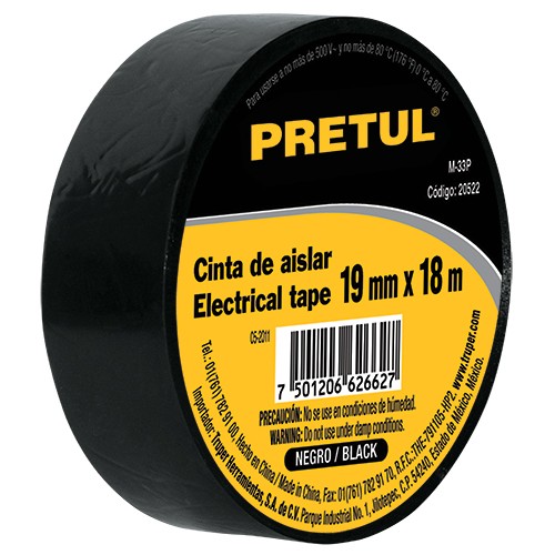 Cinta Aisladora Pretul 20522 19mm x 18m Negro