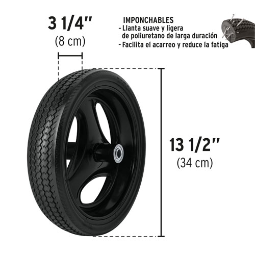 Carretilla Pretul 20629 65L 350kg Metal Rueda Inflable