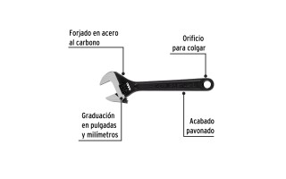 Llave Ajustable Pretul 21823 0-24mm 8'' 20cm