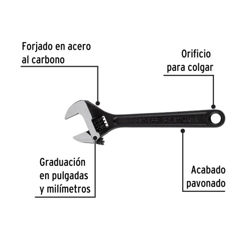 Llave Ajustable Pretul 21823 0-24mm 8'' 20cm