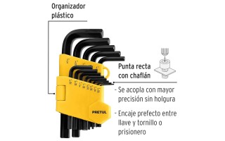 Llaves Hex. Allen Pretul 21856 (pulg) 13pzs 3/64"-3/8"